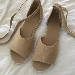 New tan wrap up sandals
